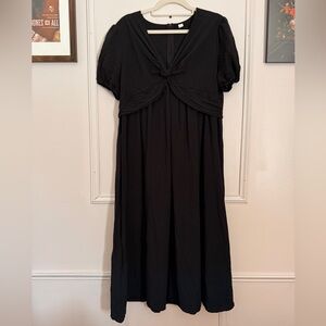 Chic black midi 90s dress minimalist Large